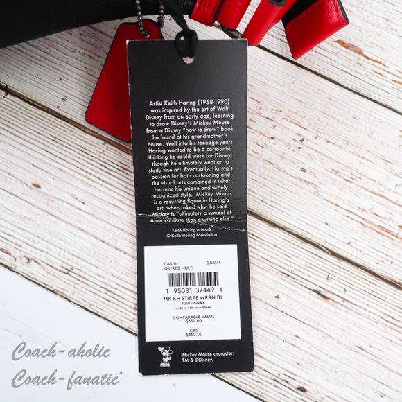 NWT Coach C6870 Disney Mickey Mouse X Keith Haring Stripe Warren Belt Bag - Picture 6 of 10